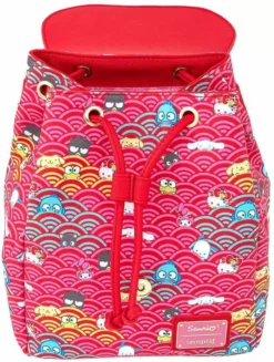 LOUNGEFLY SANRIO 60TH ANNIVERSARY GOLD BOW AOP MINI BACKPACK