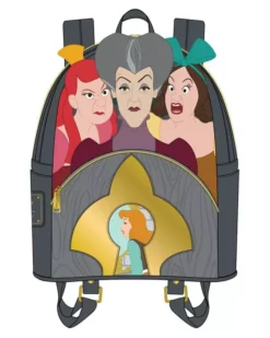 LOUNGEFLY DISNEY CINDERELLA EVIL STEPMOTHER AND STEPSISTERS VILLAINS SCENE MINI BACKPACK