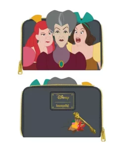 LOUNGEFLY SALE! LOUNGEFLY DISNEY CINDERELLA EVIL STEPMOTHER AND STEPSISTERS VILLAINS SCENE ZIP AROUND WALLET