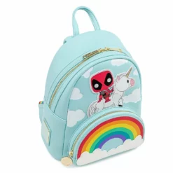 LOUNGEFLY MARVEL DEADPOOL 30TH ANNIVERSARY UNICORN RAINBOW MINI BACKPACK
