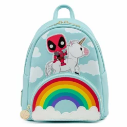 LOUNGEFLY MARVEL DEADPOOL 30TH ANNIVERSARY UNICORN RAINBOW MINI BACKPACK