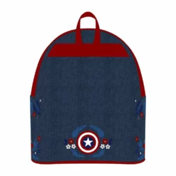 LOUNGEFLY MARVEL CAPTAIN AMERICA 80TH ANNIVERSARY FLORAL SHIELD MINI BACKPACK