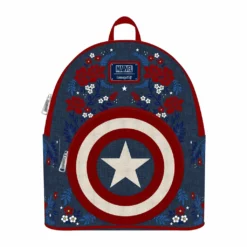 LOUNGEFLY MARVEL CAPTAIN AMERICA 80TH ANNIVERSARY FLORAL SHIELD MINI BACKPACK