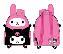LOUNGEFLY SANRIO MY MELODY KUROMI DOUBLE POCKET MINI BACKPACK