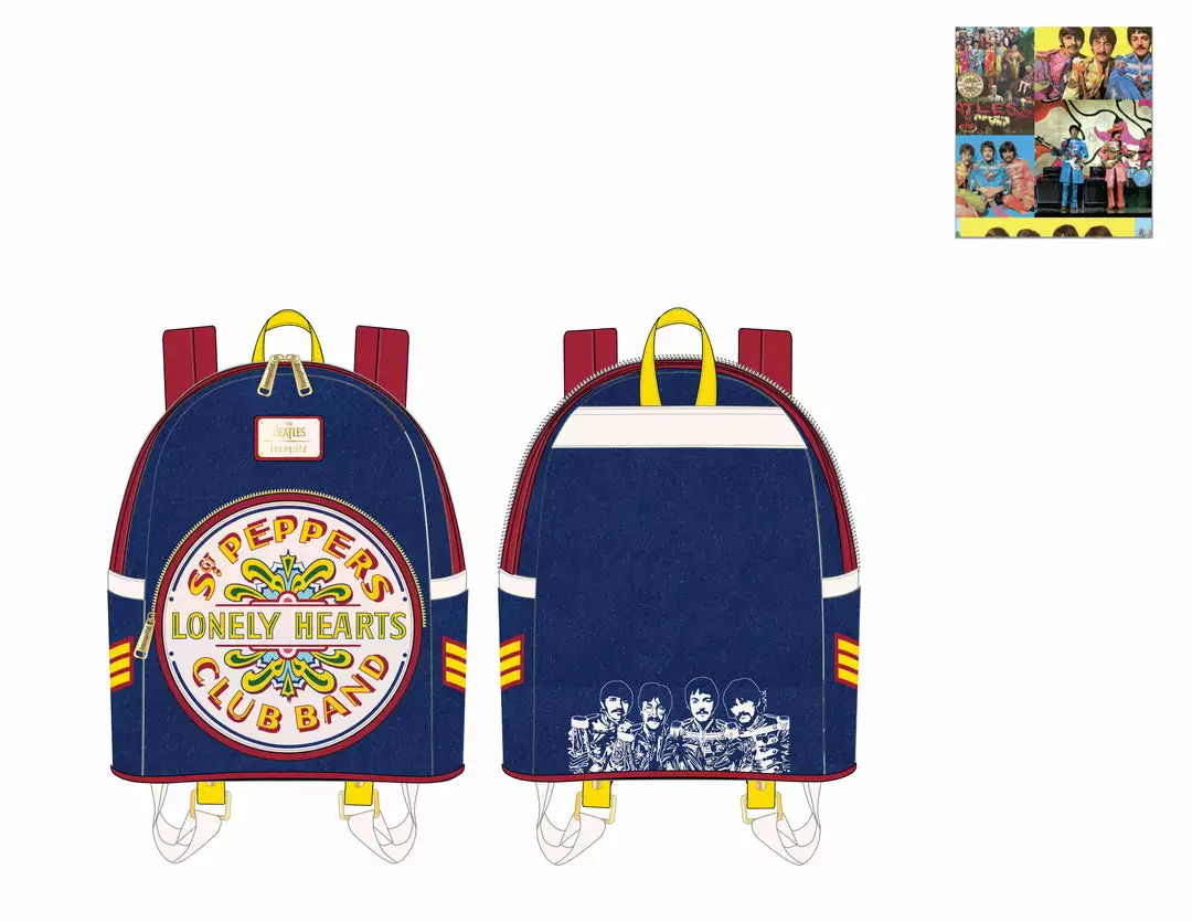 LOUNGEFLY The Beatles Sgt. Pepper's Lonely Hearts Club Band Mini Backpack 2 LOUNGEFLY The Beatles Sgt. Pepper's Lonely Hearts Club Band Mini Backpack