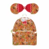 LOUNGEFLY DISNEY GINGERBREAD MICKEY AND MINNIE MOUSE MINI BACKPACK WITH EARS HEADBAND LOUNGEFLY SALE!
