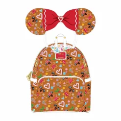 LOUNGEFLY DISNEY GINGERBREAD MICKEY AND MINNIE MOUSE MINI BACKPACK WITH EARS HEADBAND LOUNGEFLY SALE!