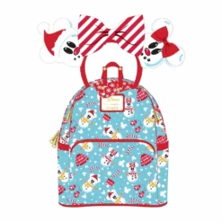 LOUNGEFLY SALE! LOUNGEFLY DISNEY SNOWMAN MICKEY AND MINNIE MOUSE MINI BACKPACK WITH EARS HEADBAND