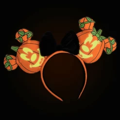 LOUNGEFLY DISNEY MICKEY-O-LANTERN GLOW IN THE DARK EARS HEADBAND IN STOCK!
