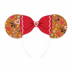 LOUNGEFLY DISNEY GINGERBREAD MICKEY AND MINNIE MOUSE EARS HEADBAND