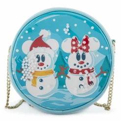 LOUNGEFLY SALE! LOUNGEFLY DISNEY SNOWMAN MICKEY AND MINNIE MOUSE SNOW GLOBE CROSSBODY BAG