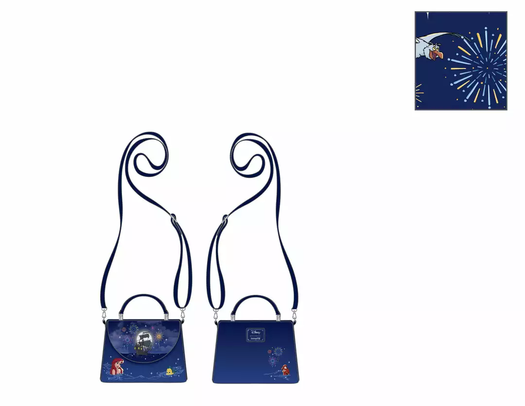 LOUNGEFLY DISNEY THE LITTLE MERMAID ARIEL FIREWORKS CROSS BODY BAG 3 LOUNGEFLY DISNEY THE LITTLE MERMAID ARIEL FIREWORKS CROSS BODY BAG
