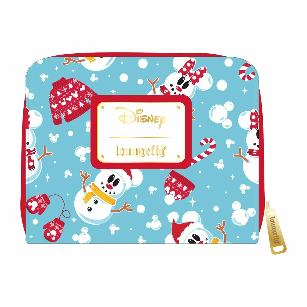 LOUNGEFLY DISNEY SNOWMAN MICKEY AND MINNIE MOUSE ZIP AROUND WALLET 1 LOUNGEFLY DISNEY SNOWMAN MICKEY AND MINNIE MOUSE ZIP AROUND WALLET