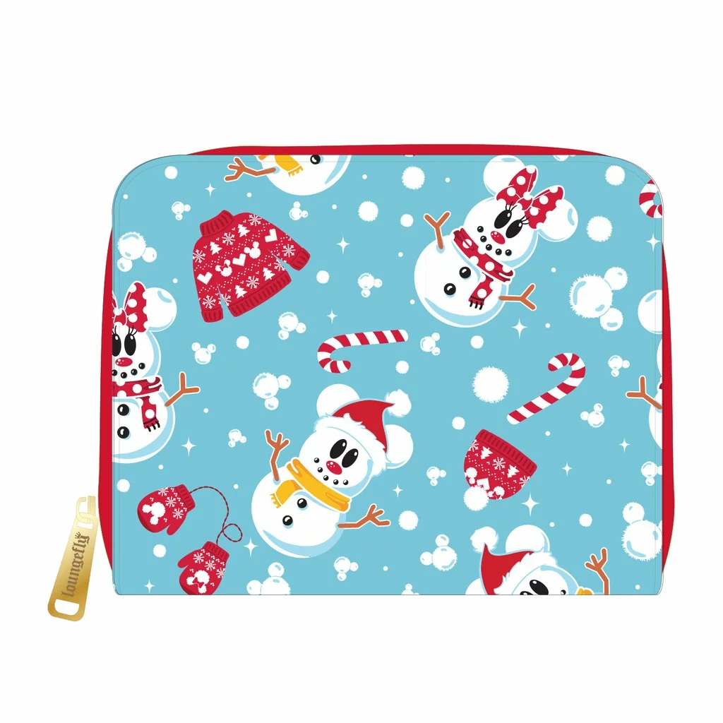 LOUNGEFLY DISNEY SNOWMAN MICKEY AND MINNIE MOUSE ZIP AROUND WALLET 2 LOUNGEFLY DISNEY SNOWMAN MICKEY AND MINNIE MOUSE ZIP AROUND WALLET