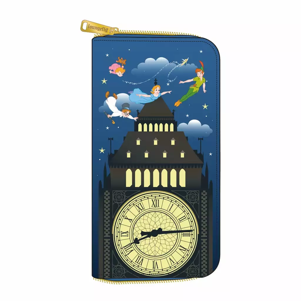 LOUNGEFLY DISNEY Peter Pan Clock Glow In The Dark Zip Around Wallet 1 LOUNGEFLY DISNEY Peter Pan Clock Glow In The Dark Zip Around Wallet