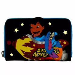 LOUNGEFLY DISNEY Lilo & Stitch Space Adventure Glow In The Dark Zip Around Wallet