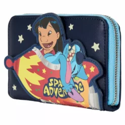 LOUNGEFLY DISNEY Lilo & Stitch Space Adventure Glow In The Dark Zip Around Wallet