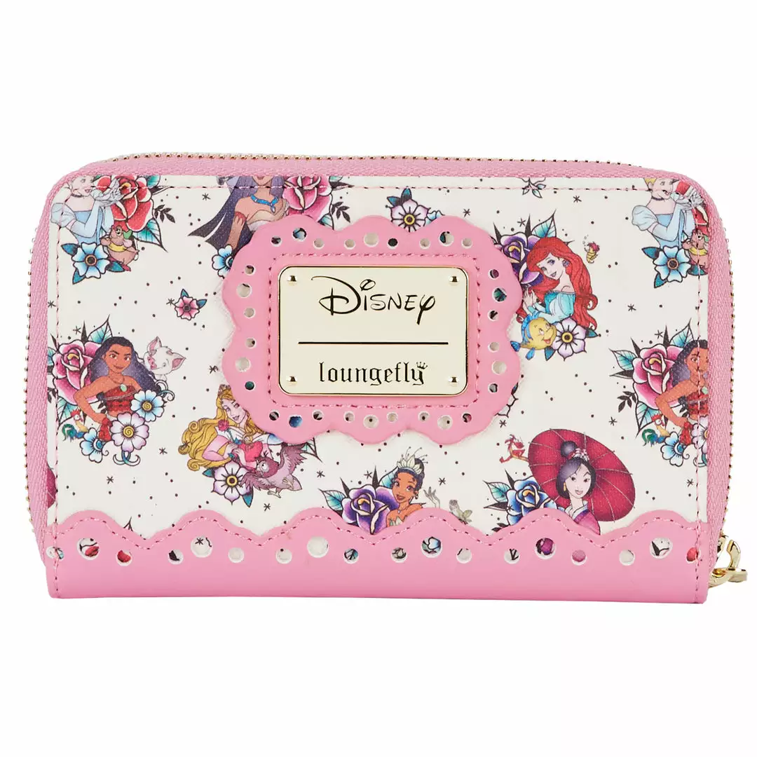 LOUNGEFLY DISNEY Princess Floral Tattoo Zip Around Wallet 1 LOUNGEFLY DISNEY Princess Floral Tattoo Zip Around Wallet