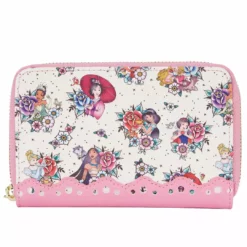 LOUNGEFLY DISNEY Princess Floral Tattoo Zip Around Wallet
