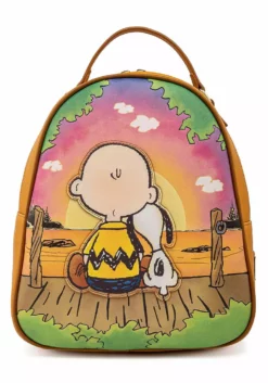 LOUNGEFLY PEANUTS CHARLIE AND SNOOPY SUNSET MINI BACKPACK